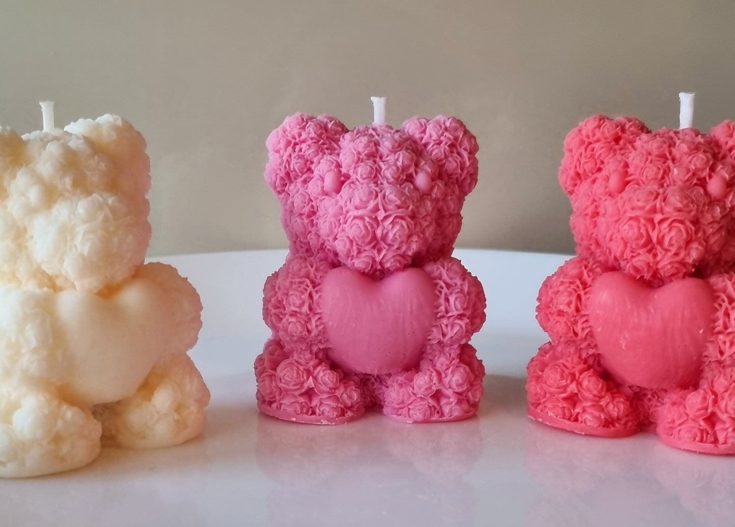 Rose Bear Scented Candle/Flower Teddy Candle/Handmade Soy Candle