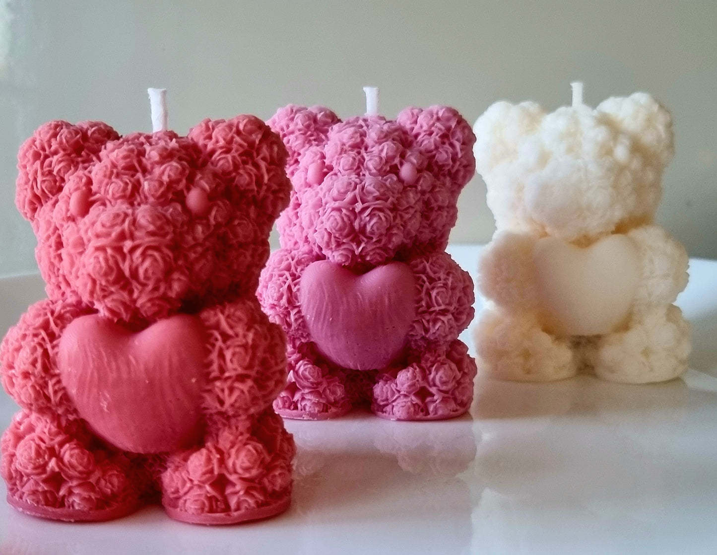 Rose Bear Scented Candle/Flower Teddy Candle/Handmade Soy Candle