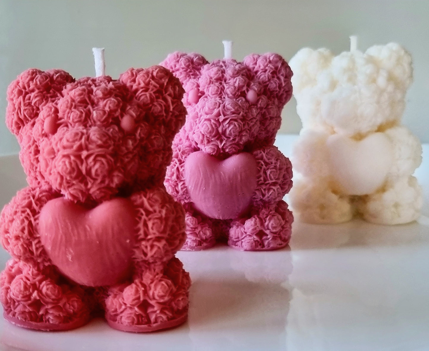 Rose Bear Scented Candle/Flower Teddy Candle/Handmade Soy Candle