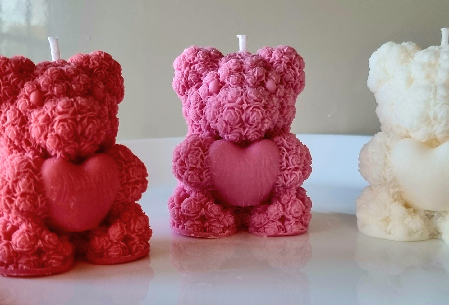 Rose Bear Scented Candle/Flower Teddy Candle/Handmade Soy Candle