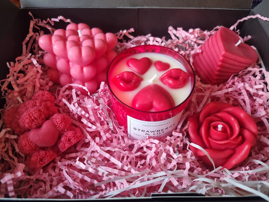 Valentine's Day Gift Box/ Strawberry & Lily Scented Soy Candle Gift Box/ Limited Quantity