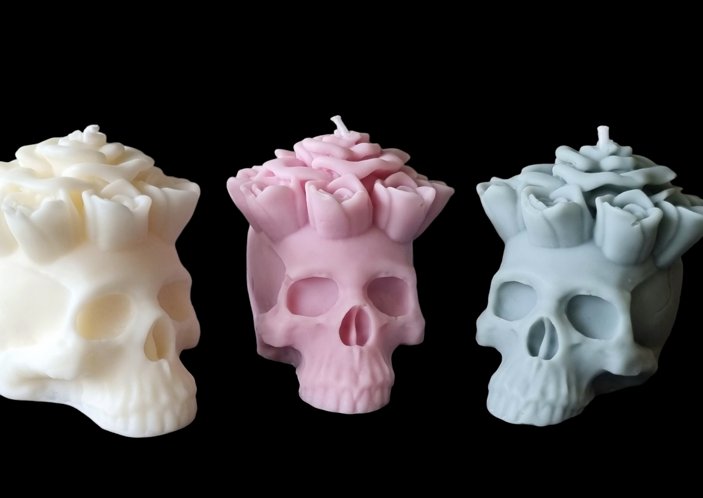 Skull with a Beautifully Rose Crown/ Halloween Handmade Soy Candles