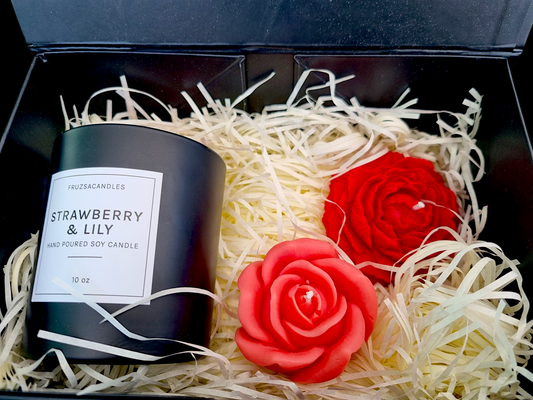 Handmade Home Fragrance Gift Box/ 1 Container Candle, Peony & Rose / Choose Your Scent & Colour