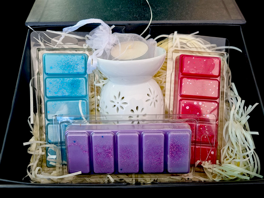 Handmade Home Fragrance Gift Box/ 1 Wax Burner with tea light candle & 3 wax melts / Choose Your Scent