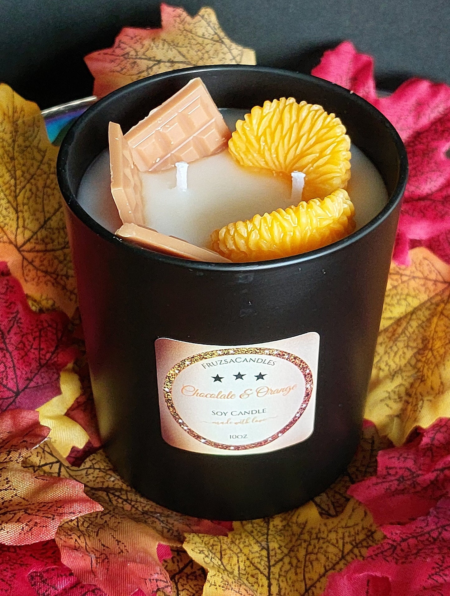 Chocolate & Orange Scented Candle/Luxury Matt Black Jar/Handcrafted Highly Scented Soy Candle/Sweet Autumn Candle