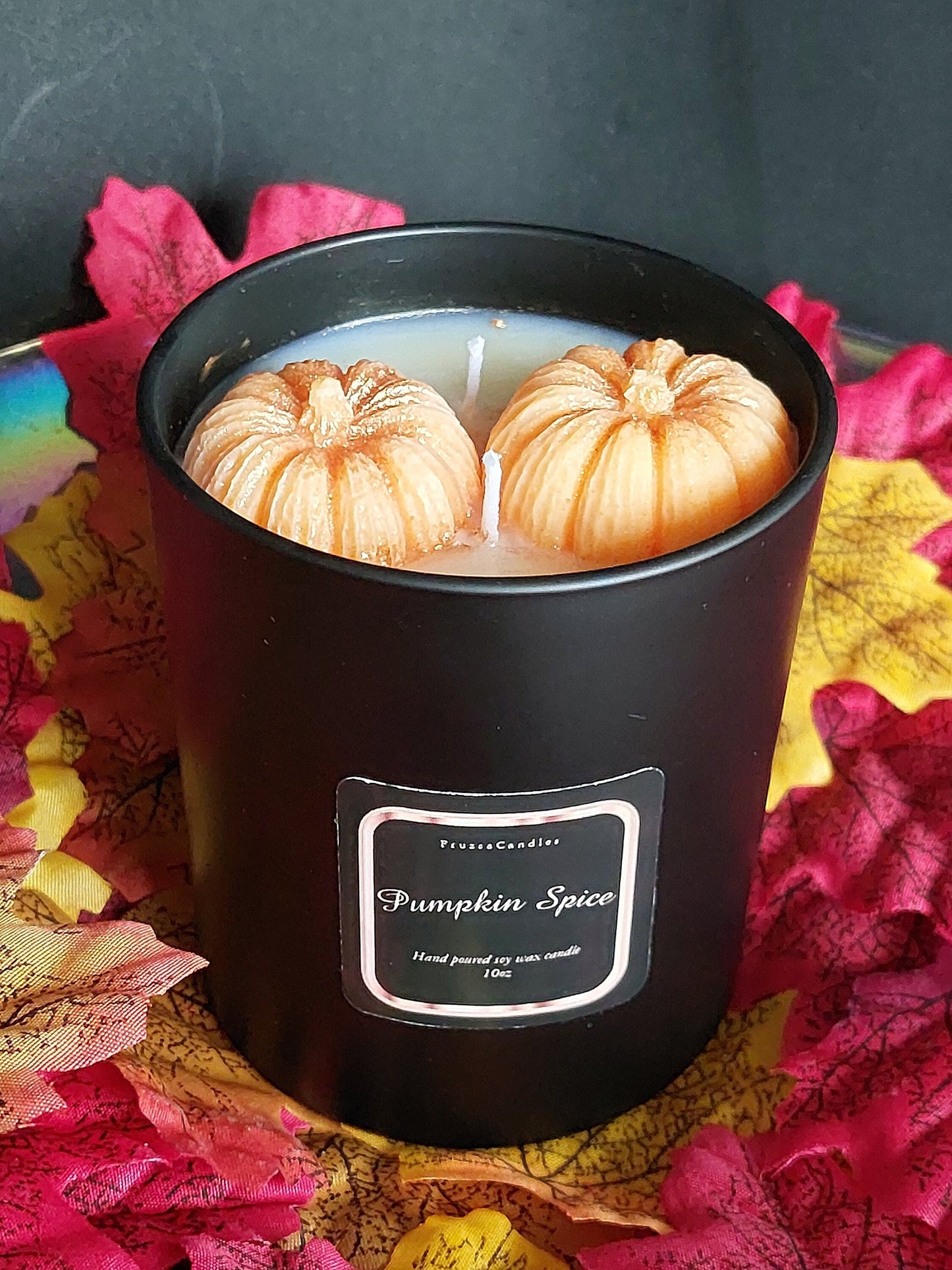 Pumpkin Spice Scented Candle/Luxury Matt Black Jar/Highly Scented Handcrafted Soy Candle