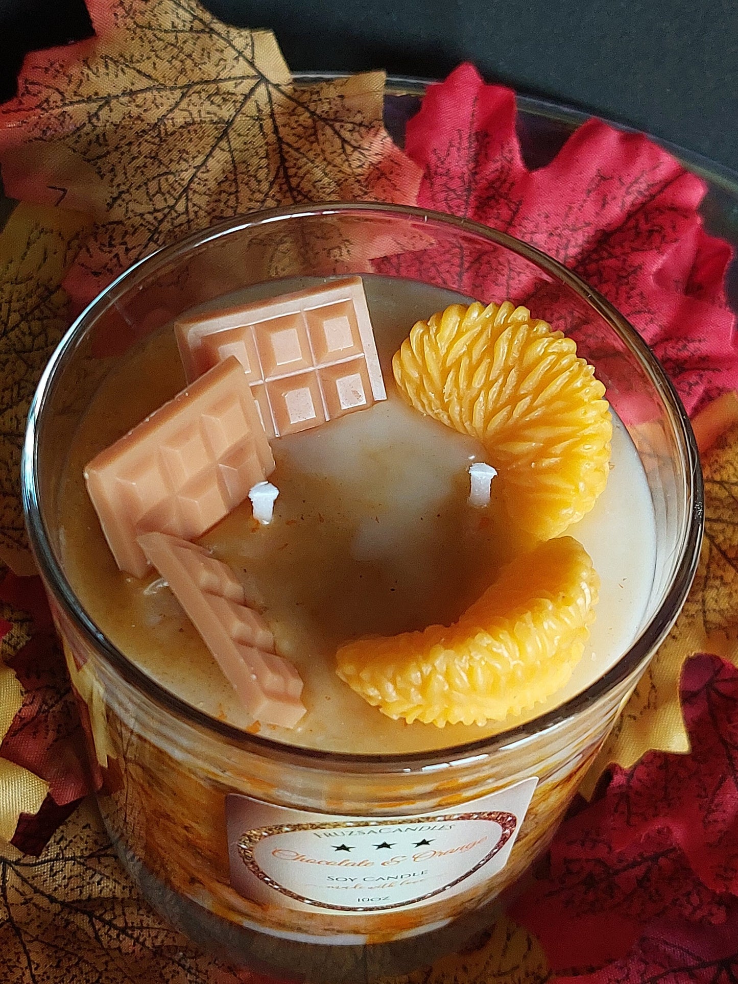 Chocolate & Orange Scented Candle/Marble Effect Candle/Handcrafted Highly Scented Soy Candle/Sweet Autumn Candle