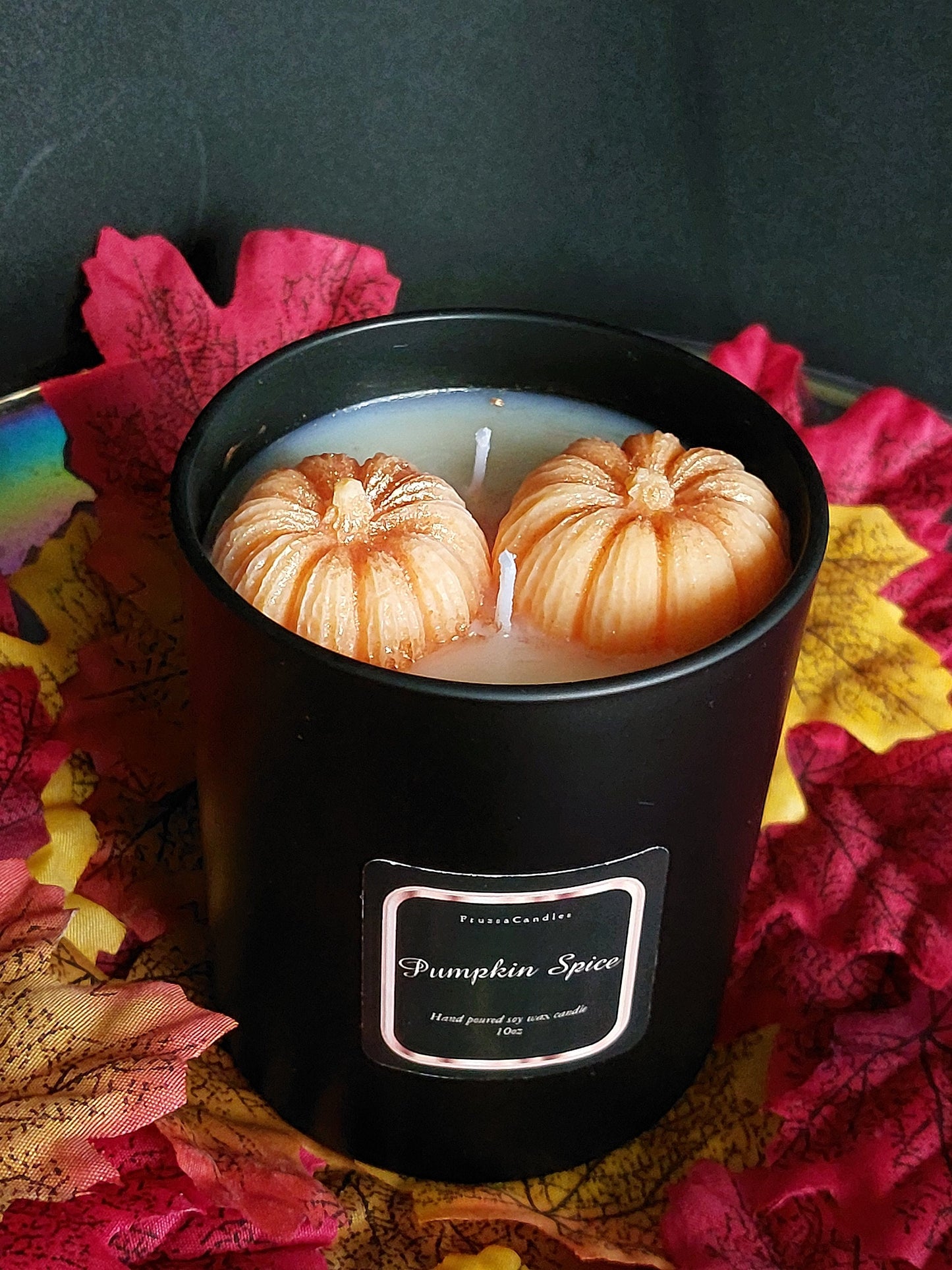 Pumpkin Spice Scented Candle/Luxury Matt Black Jar/Highly Scented Handcrafted Soy Candle