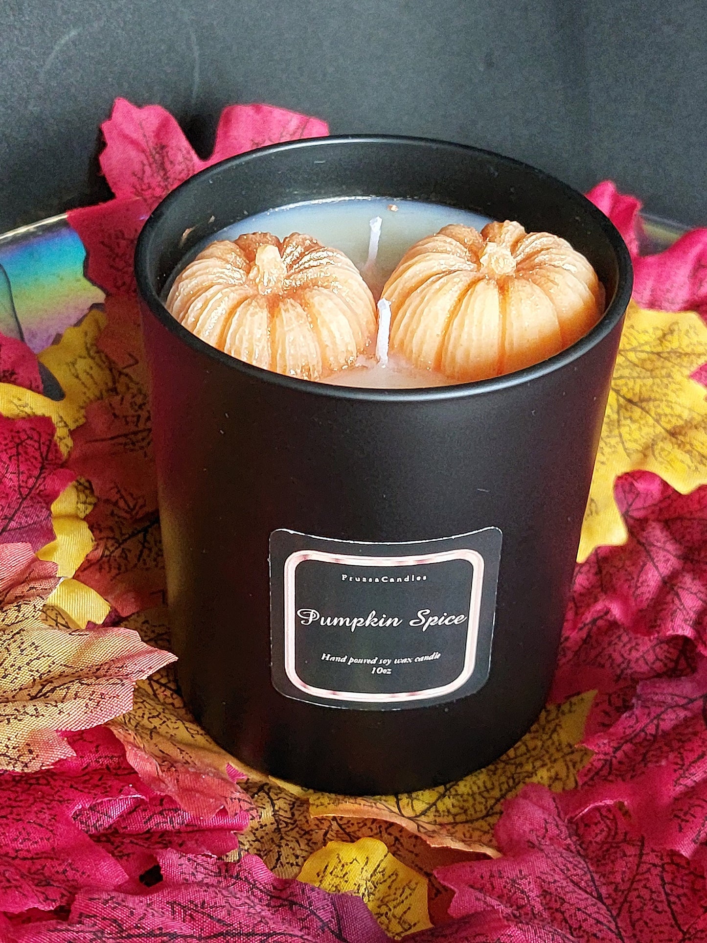 Pumpkin Spice Scented Candle/Luxury Matt Black Jar/Highly Scented Handcrafted Soy Candle