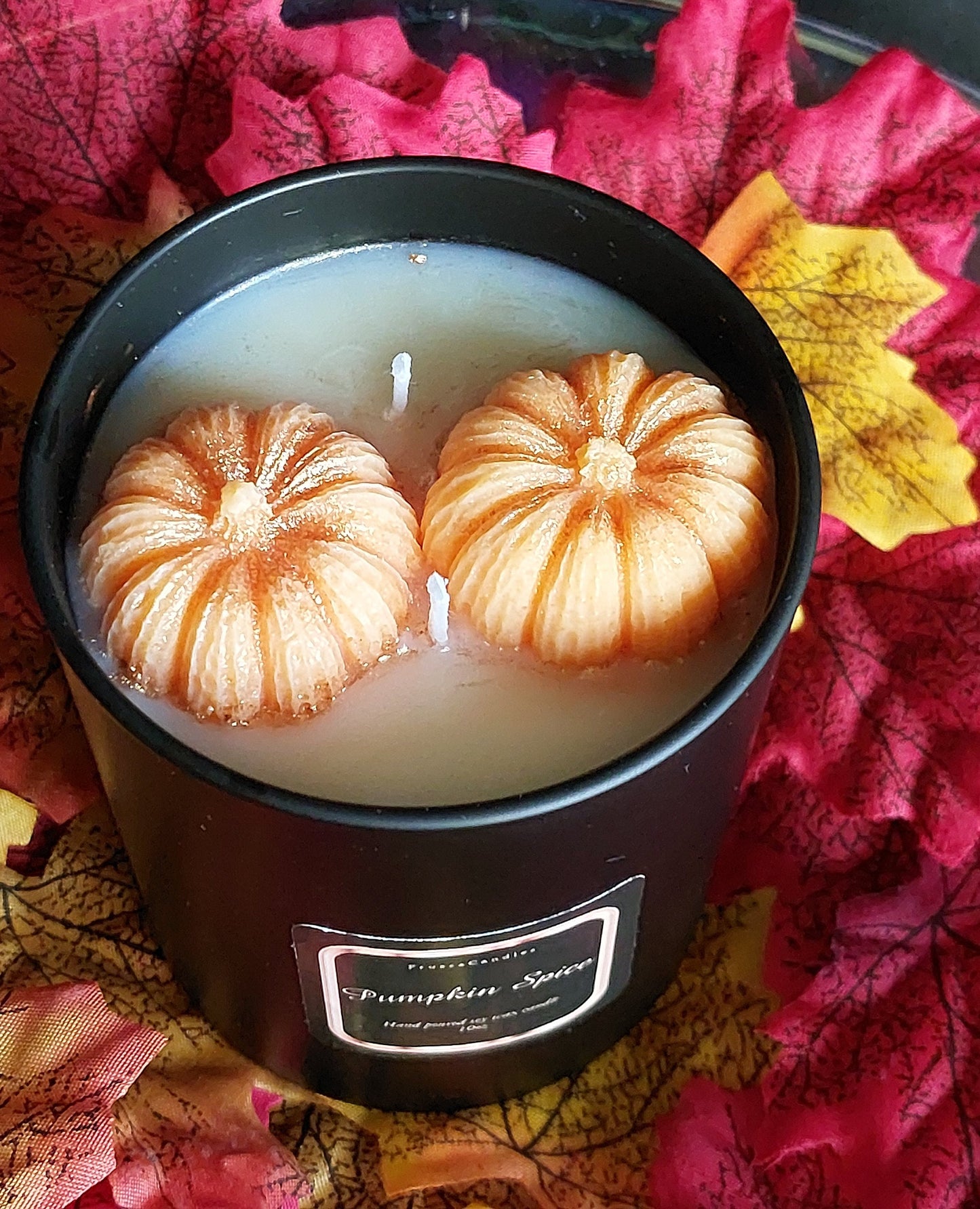 Pumpkin Spice Scented Candle/Luxury Matt Black Jar/Highly Scented Handcrafted Soy Candle