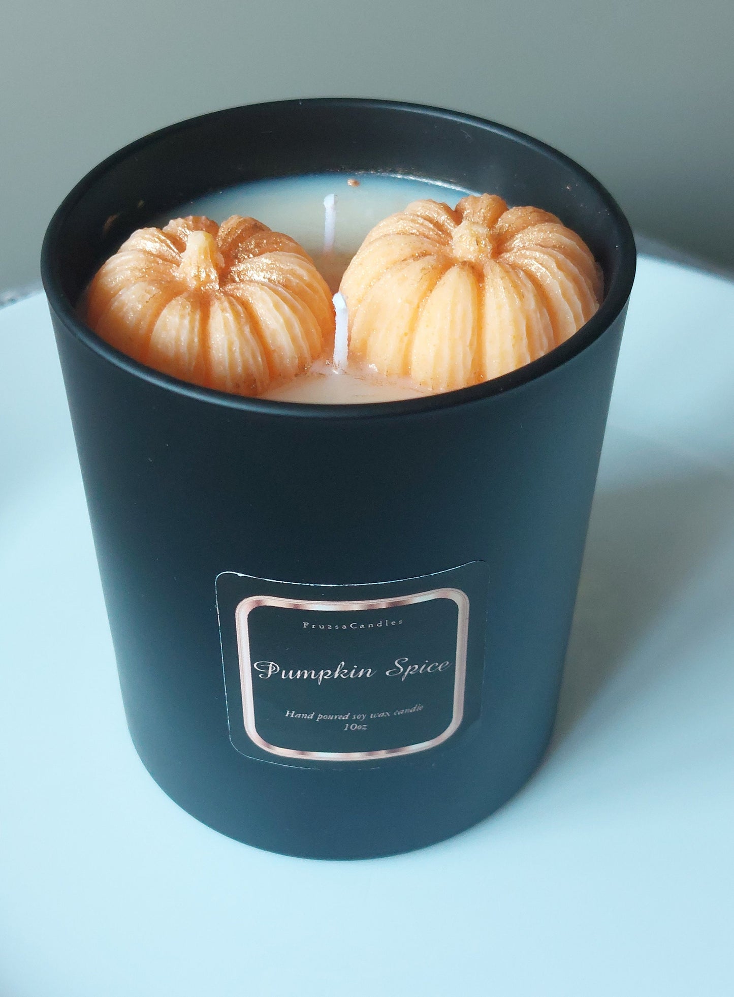 Pumpkin Spice Scented Candle/Luxury Matt Black Jar/Highly Scented Handcrafted Soy Candle