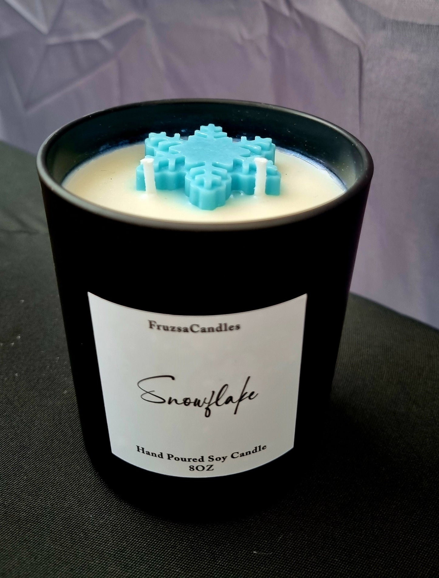 Snowflake Scented Candle in Luxury Matt Black Jar/ Highly Scented Candle/Soy Candle/Two Wicks Candle