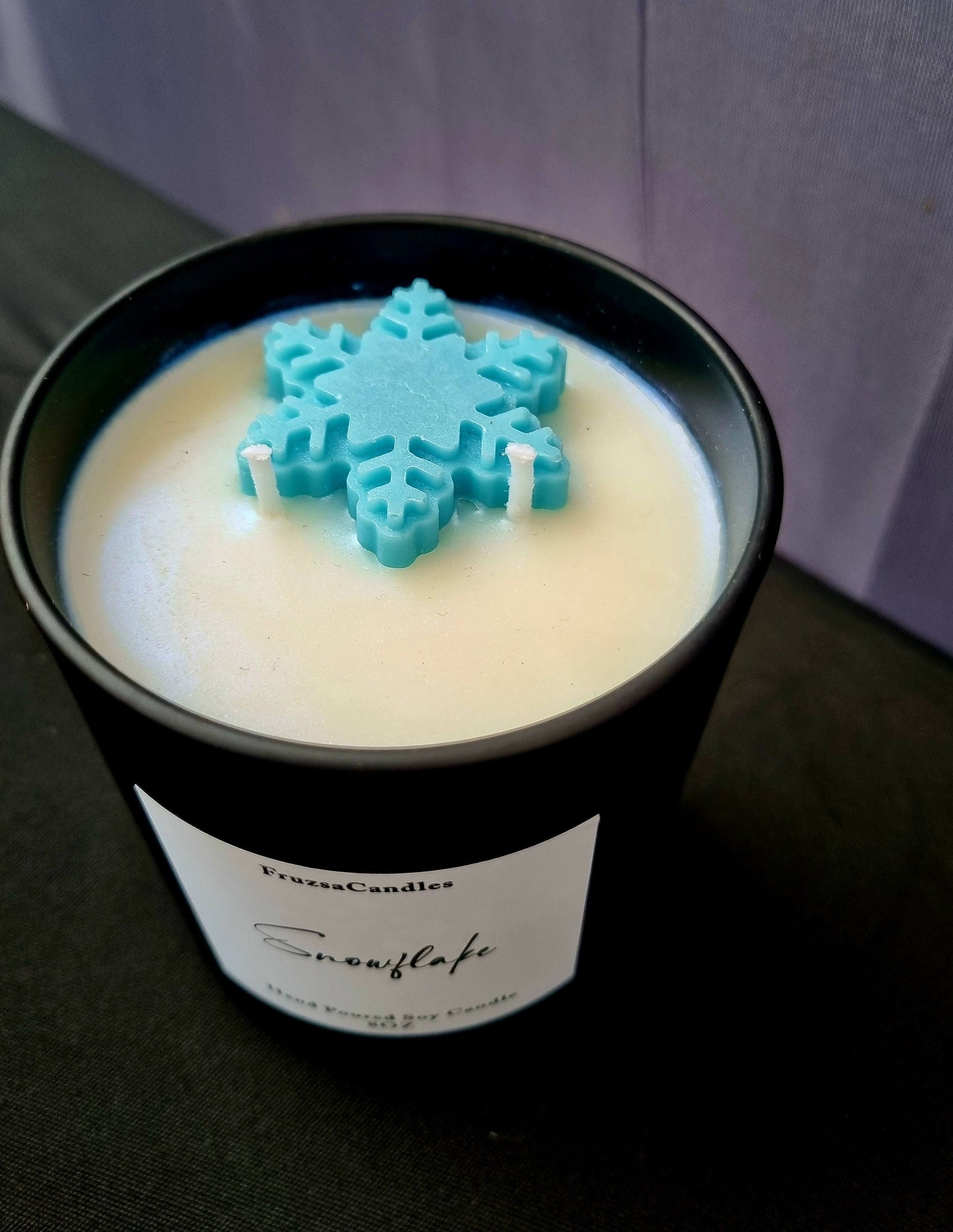 Snowflake Scented Candle in Luxury Matt Black Jar/ Highly Scented Candle/Soy Candle/Two Wicks Candle