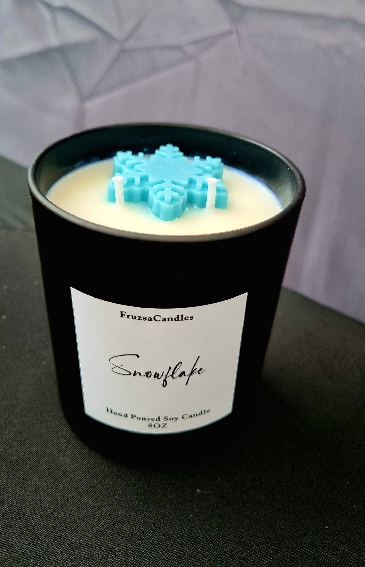 Snowflake Scented Candle in Luxury Matt Black Jar/ Highly Scented Candle/Soy Candle/Two Wicks Candle